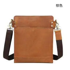 個性復古斜背包 瘋馬皮斜挎包 頭層牛皮休閒包 商務休閒單肩包 男士斜跨包IPAD包包