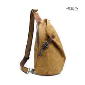 多功能帆布包 防水蠟染布背包 復古胸包 男士帆布單肩包 休閒水餃型肩背包 帆布包包