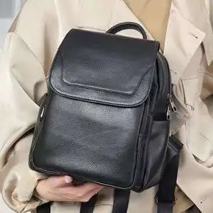 韓版頭層牛皮女士雙肩包 學生書包 新款真皮後背包 時尚文藝旅行包女生背包女包