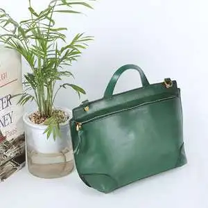 植鞣皮女士手拎包 新款時尚通勤斜挎包手提包 文藝清新女包手工斜背包 頭層牛皮單肩背包