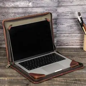 適用新款Macbook air 13.3電腦保護套 頭層牛皮蘋果筆記本手提電腦包 筆電保護套