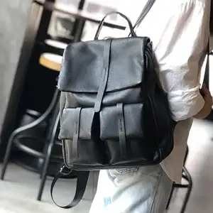 新款頭層牛皮多口袋後背包 真皮大包包學生書包 簡約時尚休閒男女通用雙肩包旅行背包推薦 多包網 
