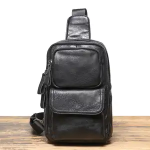 男真皮胸包 頭層牛皮休閒旅行胸前包 ...