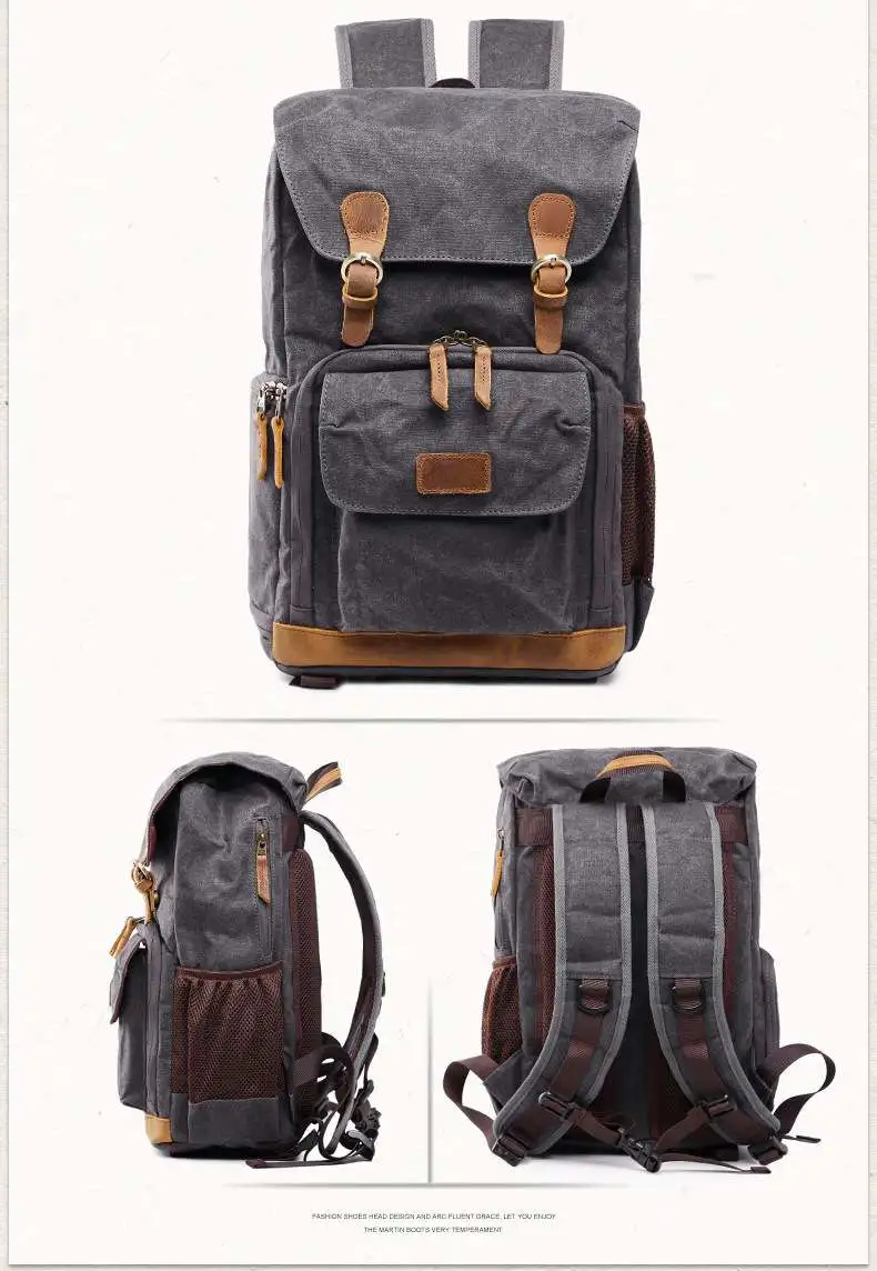 多功能大容量後背包 雙肩攝影包 防水帆布相機雙肩包內膽戶外登山包 單反數碼背包 帆布手袋包包