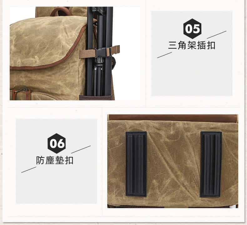 新款休閒雙肩攝影包 單反相機包 防水復古帆布相機收納背包 帆布後背包減震透氣雙肩背包  真皮包包